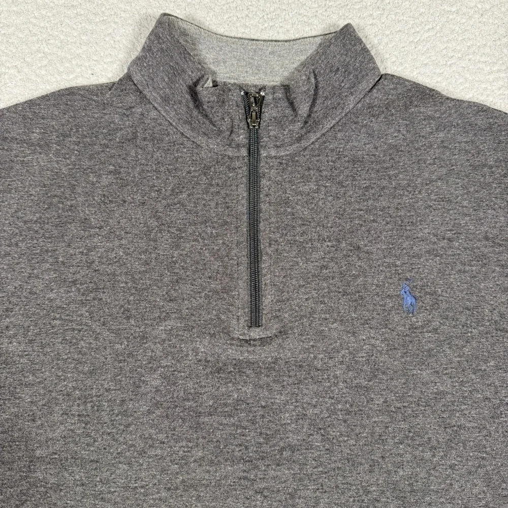 Polo Ralph Lauren Sweater Mens XL Gray 1/4 Zip Pullover Viscose Blend Preppy‎